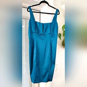 NWT Calvin Klein Teal Satin Midi Dress